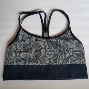 New Bombshell Snakeskin Animal Print Seamless Racerback Sports Bra XS Blue Grey